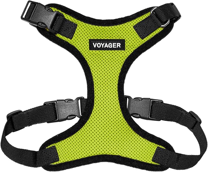 Voyager Step-in Lock Pet Harness - All Weather Mesh, Adjustable Step in Harness for Cats and Dogs by Best Pet Supplies - Lime Green/Black Trim, S