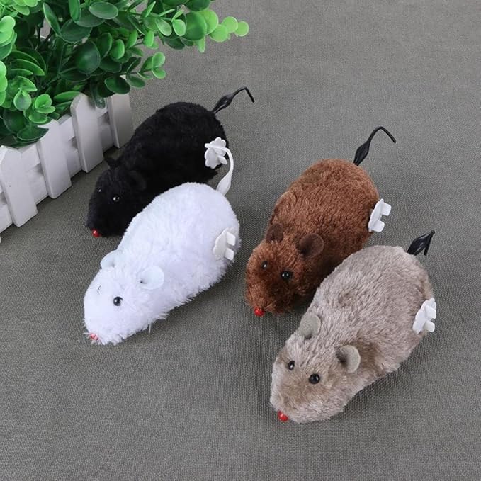 1 Pc Random Color Furry Mice Cat Toy Wind Up Toys Realistic Mouse Toys Funny Moving Toys, Cat Mice and Animals Toys Interactive Play Mouse Toy for Cat Kitten
