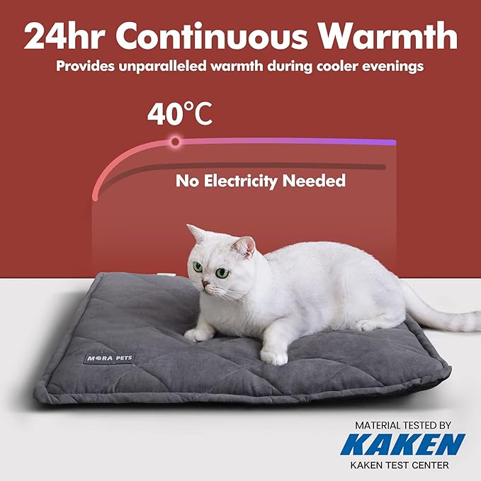 Mora Pets Self Heating Cat Bed Self Warming Cat Ped Ultra Warm Thermal Cat Mat Pet Bed 30 x 21 Inches with Removable Cover Outdoor Indoor for Cats and Small Medium Dogs Machine Washable