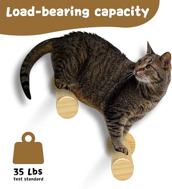 Cat Wall Steps, 11.8 Inch Cat Wall Furniture Drywall, Wall Mounted Cat Stairs for Wall Mounted with Jute Rope Scratching Cat Shelf 2 of Pack (2 Cat Steps)