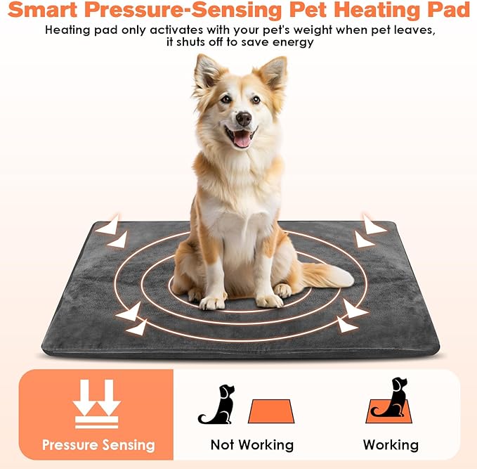 Pet Heating Pad for Cats and Dogs, 9 Adjustable Temperature Pet Heating Blanket, Electric Heated Pet Bed Mat with Chew Resistant Cord and Soft Washable Cover for Cat Puppy, 18x18 inch