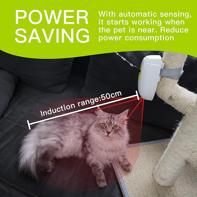 ALL FOR PAWS Automatic Cat Wand Toy Motion Activated Interactive Cat Toys Enrichment Feather Teaser Toys with Post Adaptor for Indoor Cats