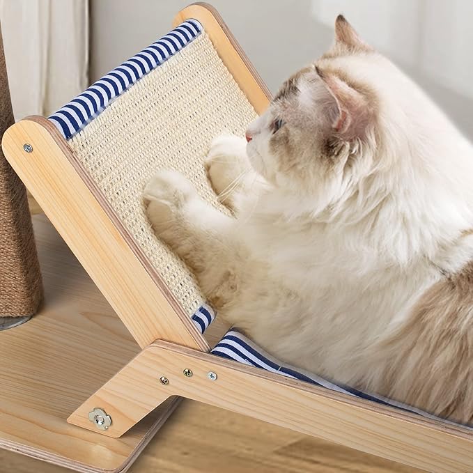 Cat Scratching Post with Bed,29.5 Inch Tall Palm Tree Cat Scratching Post for Indoor Cats, with Lounge Chair 2 in 1 Fun Sisal Rope Tall Cat Scratcher with Ball for Indoor Adult Cat/Kitten