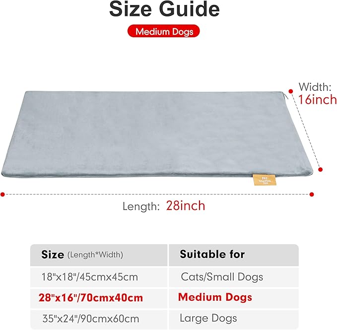 azuza Pet Heating Pad for Dogs and Cats, 6 Adjustable Temperature with Timer, Waterproof and Chew-Resistant Cord, Comfortable Fabric Dog Heating Mat, Auto Power-Off(16"x28")