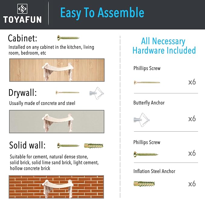 Cat Wall Shelves and Perches for Indoor Cats, Comfy Macrame Cat Wall Hammock, Sturdy Wall Mounted Cat Beds, Solid Metal Frame Cat Wall Furniture for Sleeping, Playing, Climbing, and Lounging