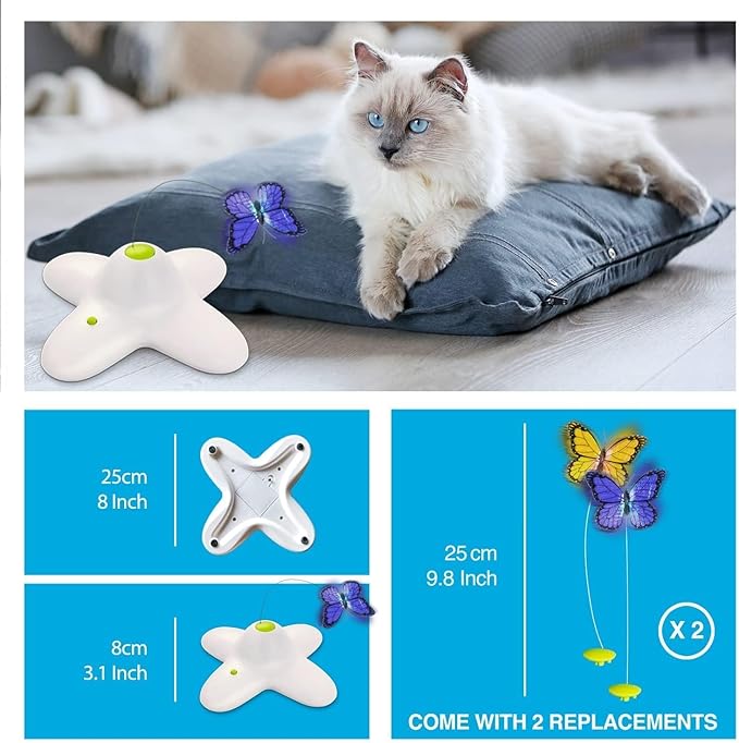 ALL FOR PAWS Cat Interactive Toys for Indoor Cats Kitten Wand Toy, Fluttering Butterfly, Cat Fun Playing Toys Kitten Toys (Flutter Bug)