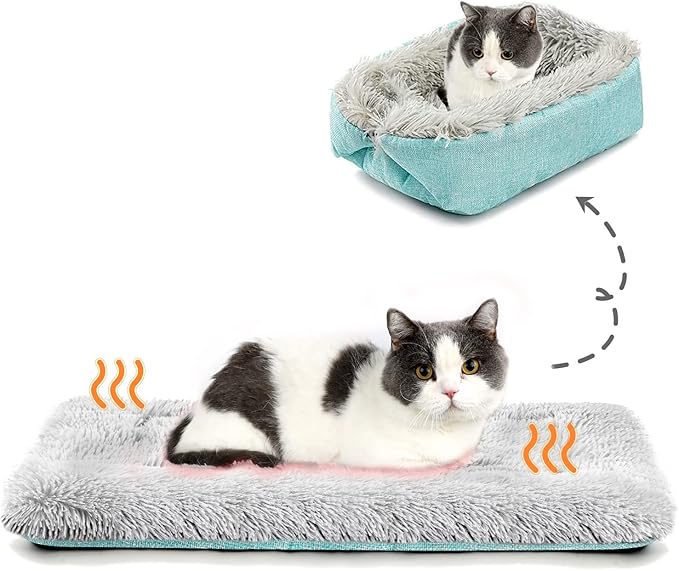 Cat Bed Small Dog Bed, Self Warming Cat Beds Self Heating Cat Dog Mat, Extra Warm Thermal Pet Pad for Indoor Outdoor Pets, Calming Dog Crate Bed Pet Cushion, 23.6x19.7inch