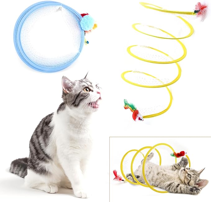 2 Pcs Folded Cat Tunnel Toy, Indoor Cat Activity Structure, Portable and Foldable, Promoting Happiness and Comfort for Your Beloved Feline Companion