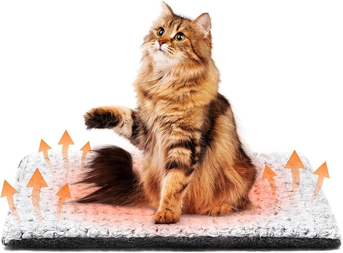 Self Warming Cat Bed 24 x 18 in - Cat Beds for Indoor Outdoor Cats and Dogs, Machine Washable Cat Heating Pad, 3cm/1.18in Thickened Pet Heating Pad for Cats & Dogs, Double Side Premium Soft
