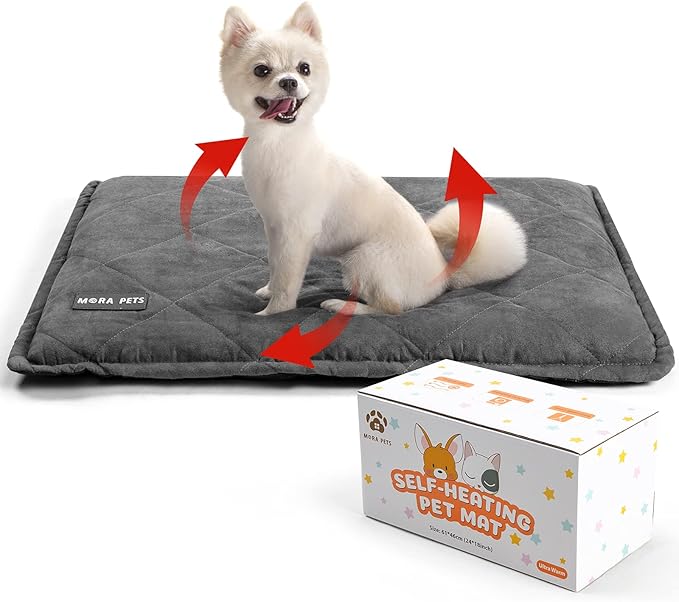 Mora Pets Self Heating Cat Bed Self Warming Cat Ped Ultra Warm Thermal Cat Mat Pet Bed 36x24 Inches with Removable Cover Outdoor Indoor for Cats and Small Medium Dogs Machine Washable