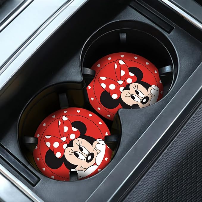 2PCS Cute Car Coasters - 2.75" Cup Holder Inserts - Funny Car Decoration for Women Gifts