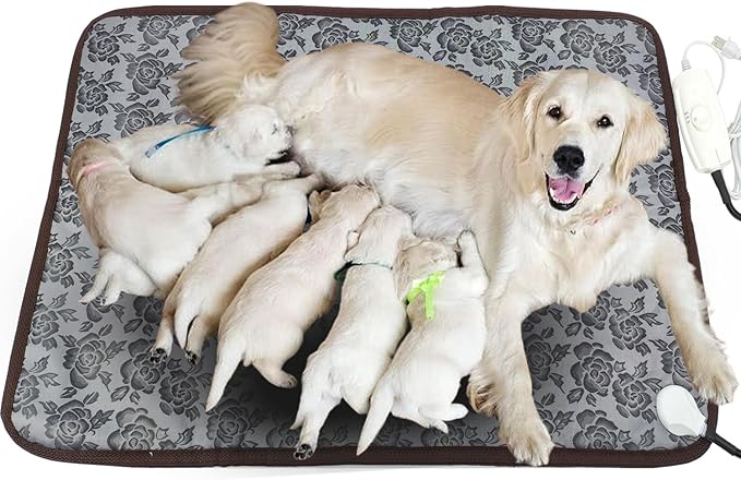 Extra Large Pet Heating pad Dog Cat Heated Bed mat Puppy Heating pad for whelping Box Electric Heating Blanket Outdoor Dog House Heater Water Resistant Easy Clean