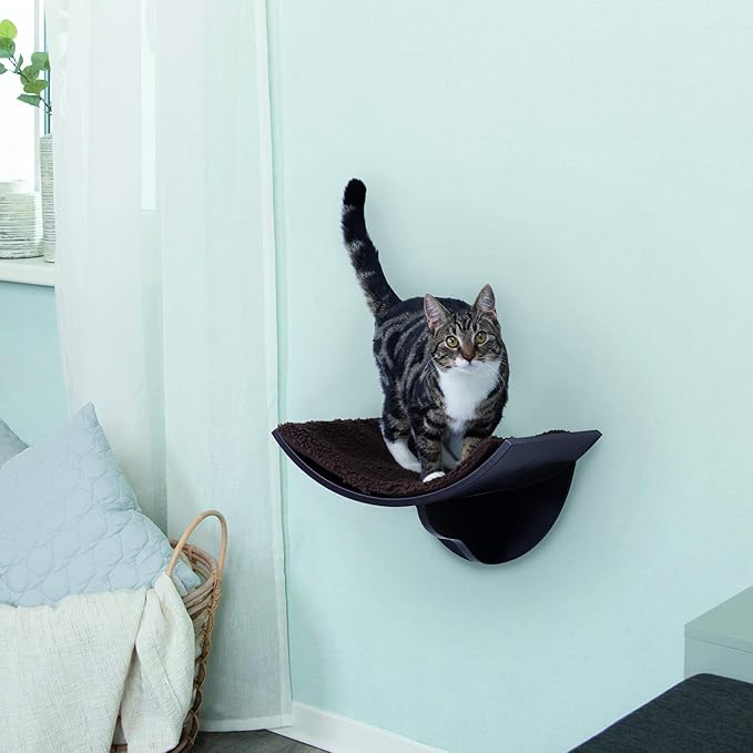 TRIXIE Lorena Wall Mount Perch, Cat Shelf, Cat Bed, Cat Lounger, Cat Furniture - Brown