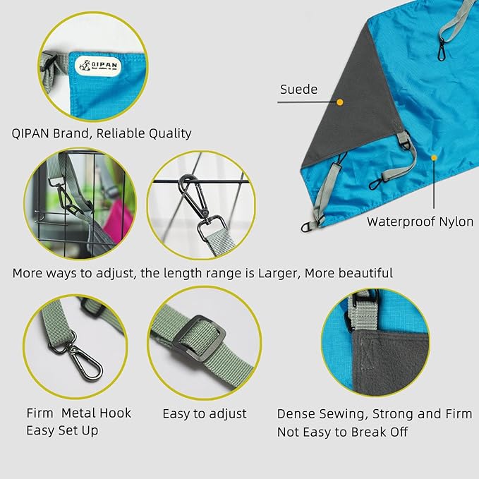 2 Pieces Cat Hammock,2 Pieces Reversible Cat Hanging Hammock,Cat Hammock Hanging for Cage,Washable Soft Outdoor Cat Mat,Waterproof Cooling Kittens Pad for Cats (Large, BlueBlue)