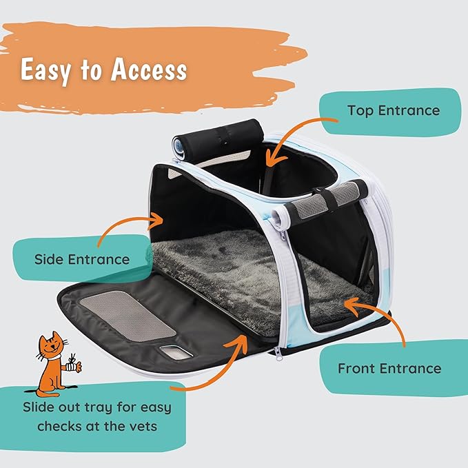 2-in-1 Premium Cat Carrier & Hideaway. Calming Carrier for Anxious Cats. Recommended by Veterinarians. Airline Approved, Soft-Sided, Expandable & Collapsible,17" x 11" x 11", Easy to Clean