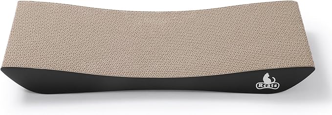 Cardboard Cat Scratching Board, Wavy Ramona Scratcher for Cats, medium, White/black