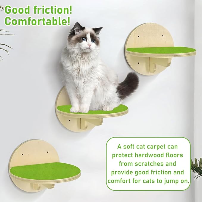 Trimmable Cat Scratching Post Carpet Covered 78.7”x15.8” Self-Adhesive Cat Tree Shelves Replacement Parts Mat Cat Scratcher for Cat Tree Shelf Steps Couch Furniture DIY Protector（Green）
