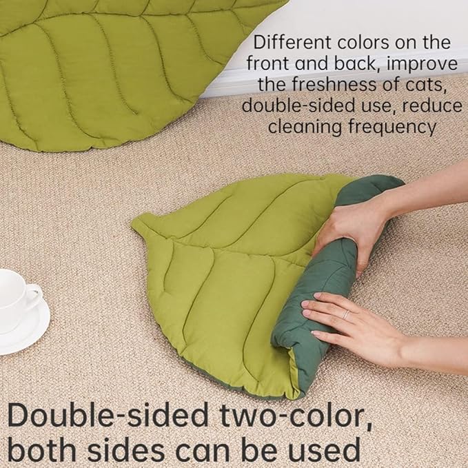 Cat Mattress Leaf Shape Cat Nest Cat and Dog Double-Sided Available Floor Mat Cover Pad Warm and Comfortable Cartoon Cat Bed Indoor Warm Accessories (Heart Leaves)