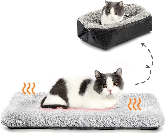 Cat Bed Small Dog Bed 24''X20'' Self Warming Cat Bed Self Heating Cat Pad Extra Warm Thermal Kitten Beds for Indoor Outdoor Kittens Small Pets (Black)
