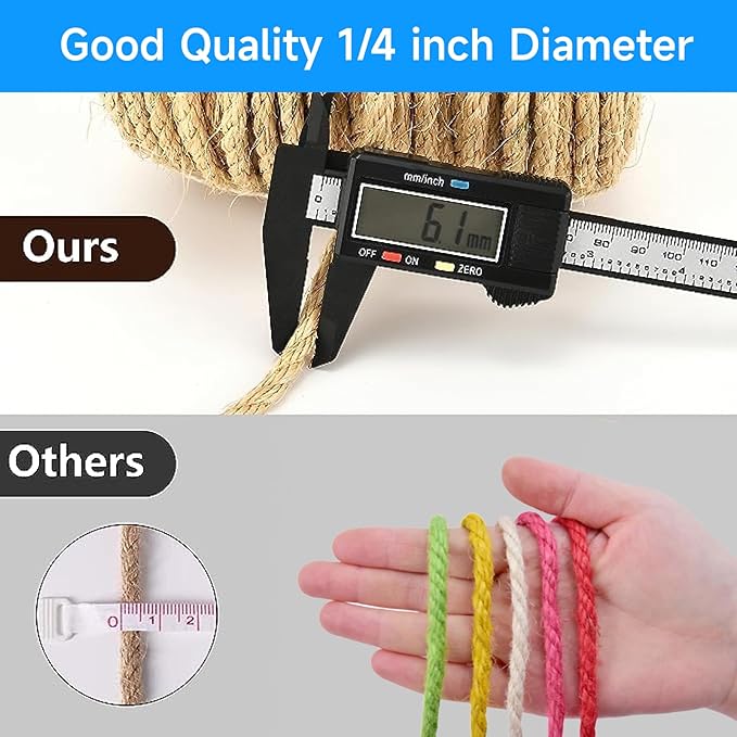 Multicolor Natural Cat Scratch Post Replacement Rope, Repair and Replace Scratching Post, 1/4" Rope Cat Scratch Post DIY Jute Twine with a Play Ball,for Scratching Post Tree Replacement. (Blue, 65FT)