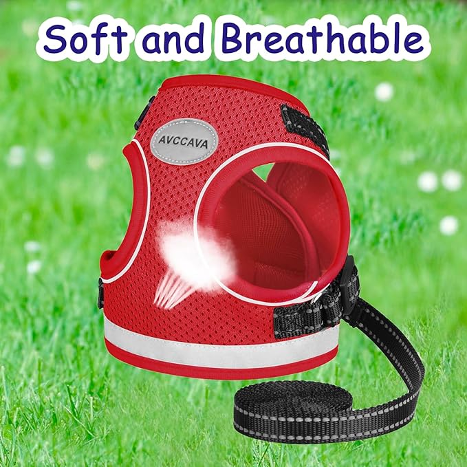Cat Harness and Leash for Walking, Kitten Escape Proof Harnesses, Adjustable Reflective Puppy Harness with Leashes Set, Easy Adjustable Soft net Breathable Pet Safety Vest