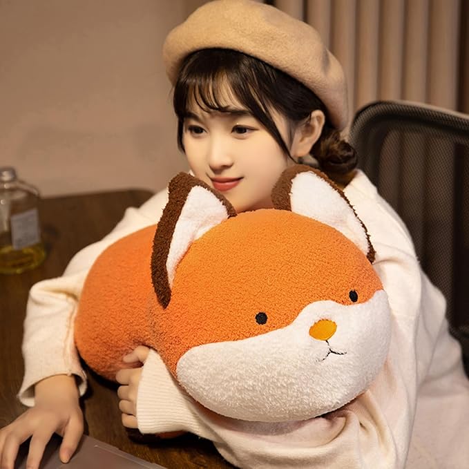 16 Inch Plush Orange Fox Stuffed Animal Hugging Pillow Cuddly Plushies Toy Huggable Anime Gifts for Kids and Lovers