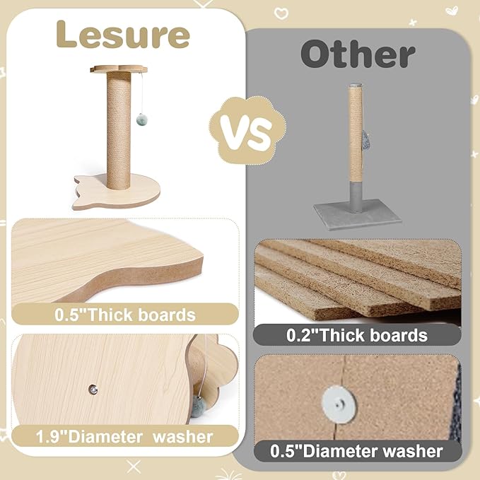 18” Tall Cat Tree for Kittens, Jute Scratching Post with Hanging Ball for Kitten & Adult Cats, Small Cat Tower with Toys, Cat Activity Tree Indoor