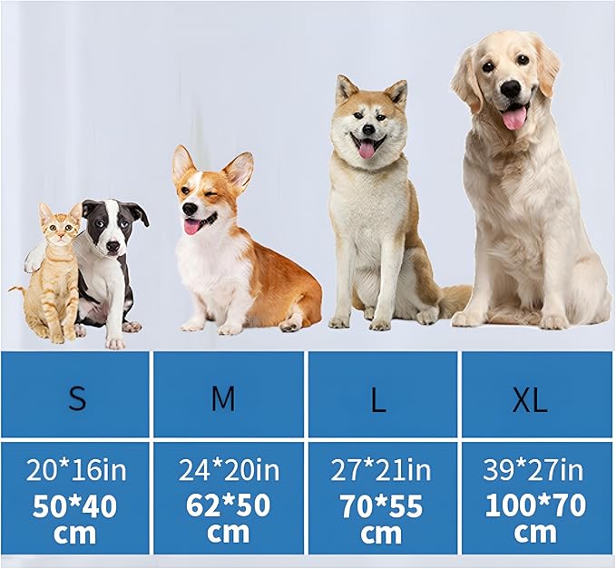 Pet Cooling Mat Cooling Fiber - Washable Non-Toxic Pet Indoor Outdoor Bed, Foldable Pee Pads for Dogs Settle Mat Cooling Dog Blanket Cat Cooling Pad (Blue, X-Large)