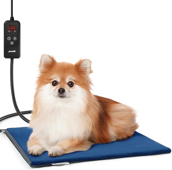 Pecute Cat Heating Pad Indoor, 6 Adjustable Temperature with Timer, Dog Heating Pad with Dual-Resistant Cable, Waterproof Layer, Heated Cat Bed Mat Blanket, Electric Pet Heating Pad for Cats Dogs