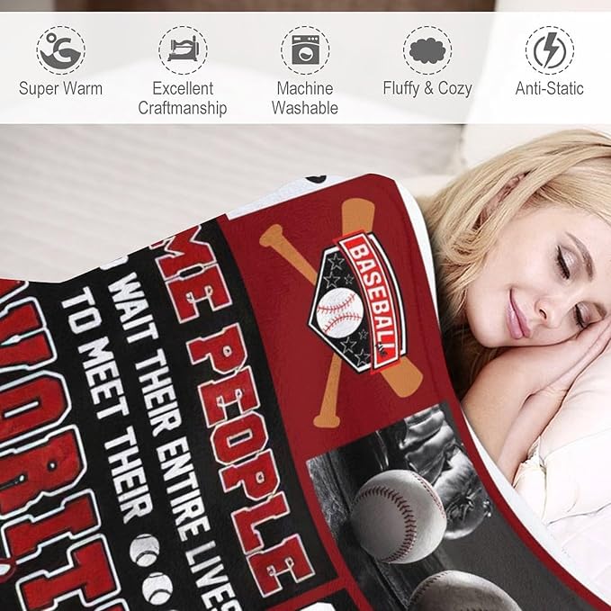 Baseball Blanket Sport Baseball Gifts for Girls Boys Woman Kids Baseball Lover Throw Blankets Soft Blanket Warm Fleece Flannel Plush Blankets for Bed Sofa Couch 40"x50"