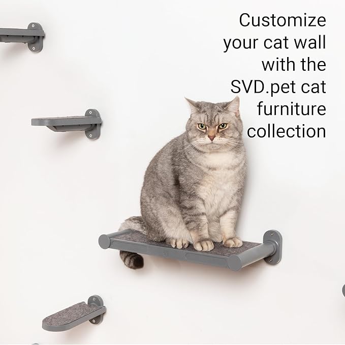 SVD.PET Cat Wall Shelves, 17" x 8" Cat Wall Furniture with Felt Pad, Simple and Modern Design Wal Mounted Cat Platforms, Easy to Install and to Clean, Cat Perch for Sleeping & Playing (Dark Grey)