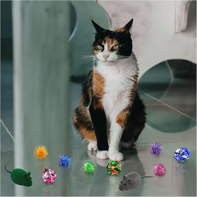 Andiker Cat Toys for Indoor Cats, 4 Big Cat Springs & 8 Small Springs Cat Interactive Toy for Swatting, Biting, Hunting Cat Creative Toy to Kill Time and Keep Fit Colorful Plastic Spring (26pc)