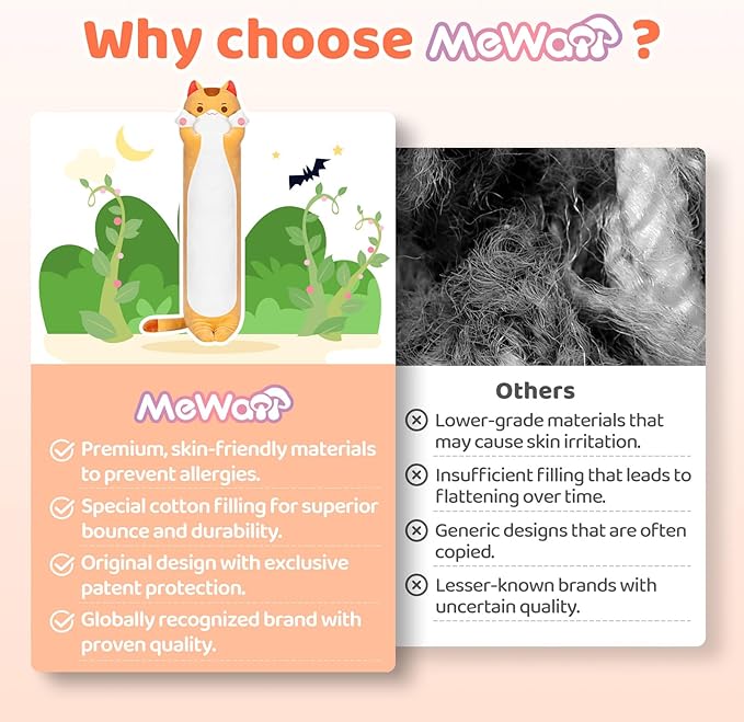 Artist-Designed Ultra Soft Long Cat Plush Body Pillow, Extra Stuffing for Comfort, Premium Quality Stuffed Animal Gift for Girlfriend or Cat Lovers (Brown Cat Body Pillow 28 Inch)