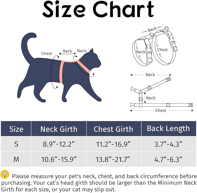 Dooradar Cat Harness and Leash, Escape Proof Adjustable Kitten Vest, Lightweight Soft Pet Straps, Easy Wearing for Small Medium Kitty Safe Walking Travel Control, White, S