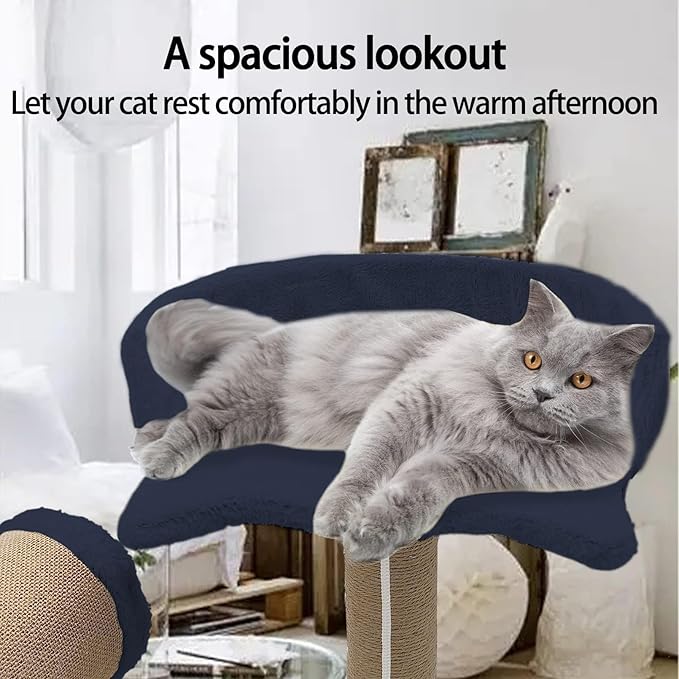 kathson Cat Climbing Frame Kitten Scratching Post,Small Cat Tree Sisal Pillar Villa for Indoor General Nest for Cat Nest Four Seasons Cat Scratch Post Platform Roll Toy for Kitty (Blue)