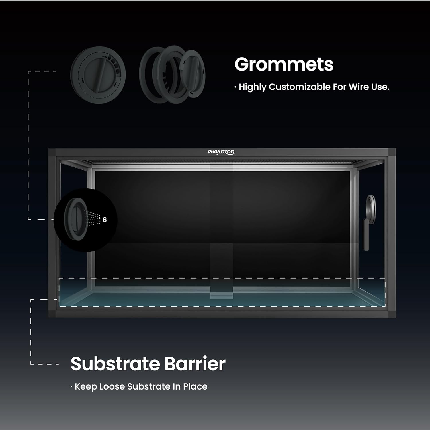 50 Gallon Bearded Dragon Tank, Reptile Enclosure for Easy Maintenance, Front Opening Reptile Tank with Top Screen Ventilation & Glass Sliding Door 36''x18''x18''