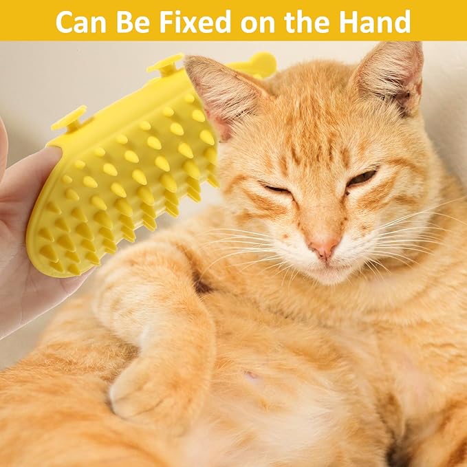 2PCS Cat Self Groomer Brush, Adjustable Cat Face Scratcher Silicone Cat Combs Cat Massager for Climbing Frames Table Legs Long and Short-Haired Kitten Cats(Yellow)