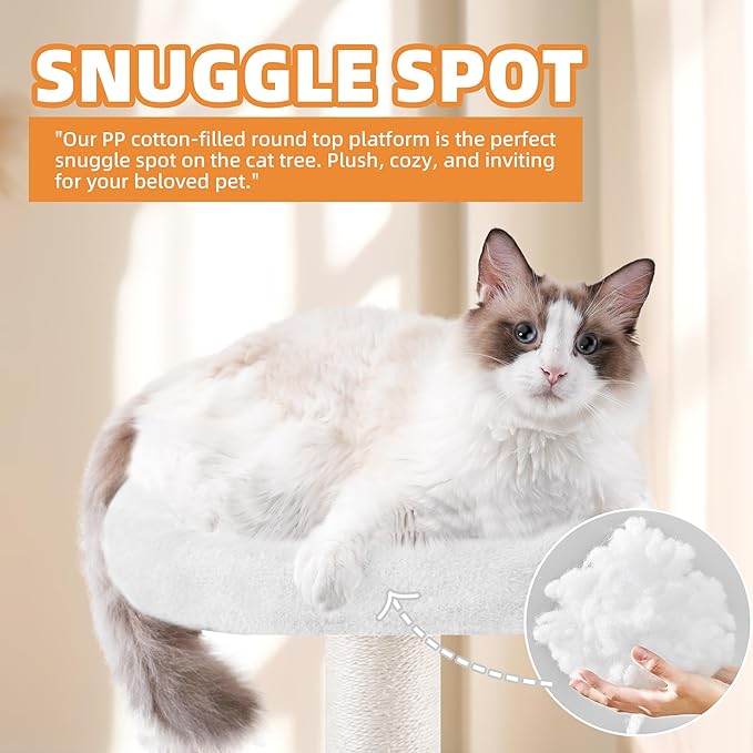 Multi Level Cat Trees with Cat Houses Hammock Scratching Posts,Beige