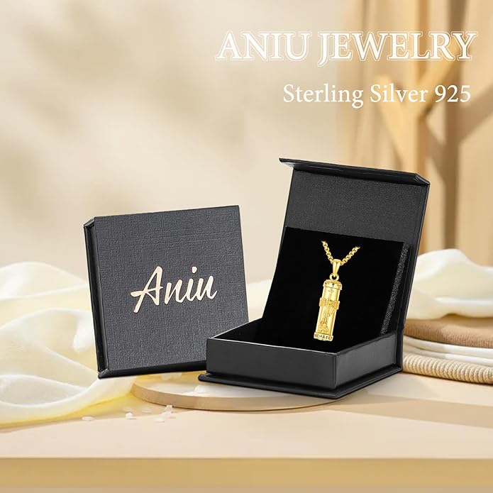 Aniu Cremation Jewelry for Ashes S925 Sterling Silver Urn Necklace Memorial Necklace for Human Ashes of Loved Ones Keepsake Pendant for Men Women