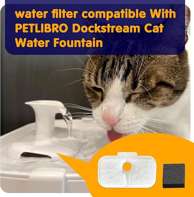 24 PCS Cat Water Fountain Filter Replacement for Petlibro - Pre-Filter Sponges Compatible with PLWF105, PLWF115, PLWF005 - Keep Your Pet Libro Fountain Clean and Fresh with PET Standard Filters