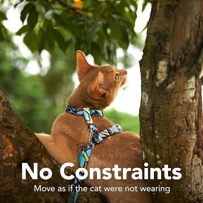 Cat Harness and Leash Set - Escape Proof Vest Harness for Cat, Comfortable Soft Lightweight, Easy Adjustable Cat Collar Harness for Small Medium Large Cats (Butterfly Magic)