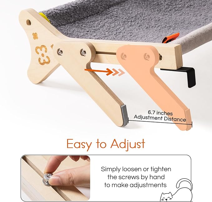 Cat Window Perch Cat Window Hammock for Indoor Cats Steady Sturdy Adjustable Cat Bed Providing All-Around Sunbath Space Saving Washable (Grey, Medium)