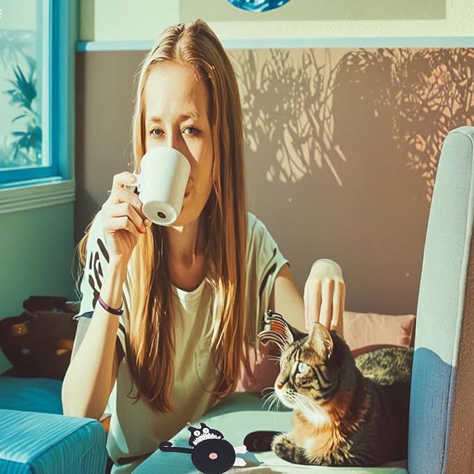 5PCS Drink Coasters - Woven Creative Cute Cat Coasters for Coffee and Tea - Desktop Gifts