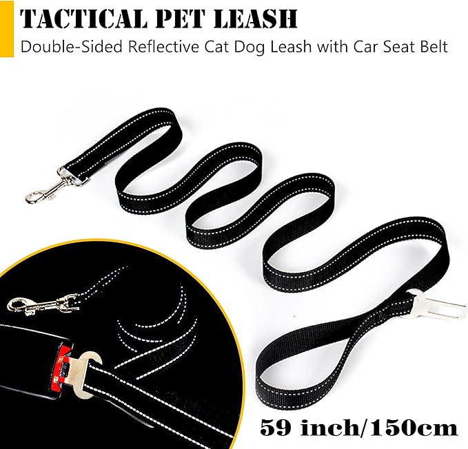 Tactical Cat Harness and Leash for Walking Escape Proof, Adjustable Cat Vest Harness Easy Control with Pet Cowboy Costume for Cat, Puppy and Small Dog (Army Green and Black)