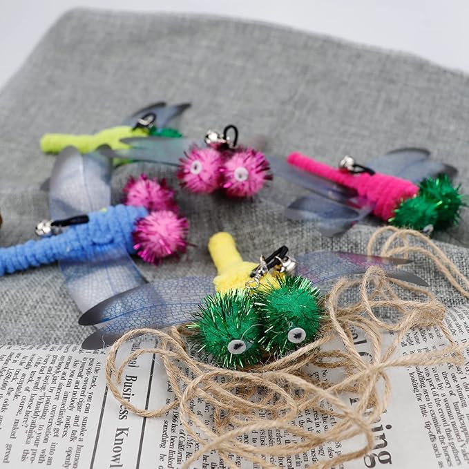 5 Pcs Replacement Dragonfly Interactive Cat Toy Refills Cat Toy Wand Replacement Teaser Refills for Cat