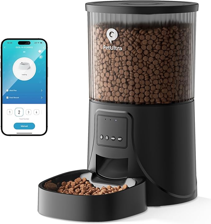 Automatic Cat Feeder WiFi- 2.4Ghz Cat Food Dispenser with APP Remote Control- Auto Pet Feeder for Cat and Small Dog Indoor- Easy to Set Up and Clean- Dual Power with Desiccant Bag Keep Fresh