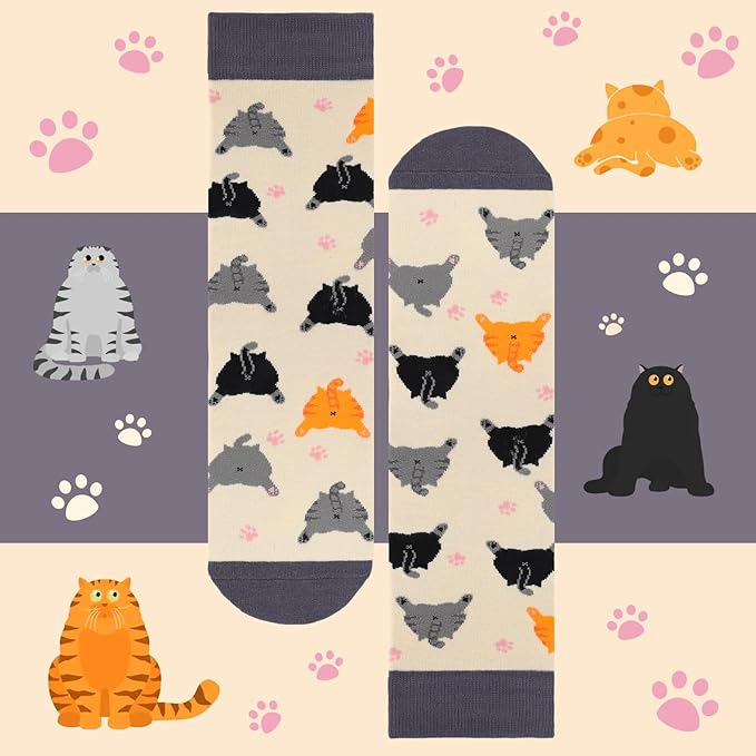 AGRIMONY Funny Cat Dog Socks for Women Teen Girls-Animal Novelty Cute Socks-Mothers Day Cat Dog Mom Gifts Stocking Stuffers