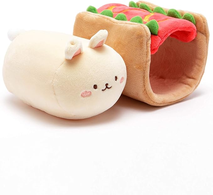 Anirollz Stuffed Animal Plush Toy - Official Roll Blanket Outfitz Doll |Soft, Squishy, Warm, Cute, Comfort, Safe| Hot Dog Pillow with Bunny - Birthday Decorations Gift 6" Bunniroll