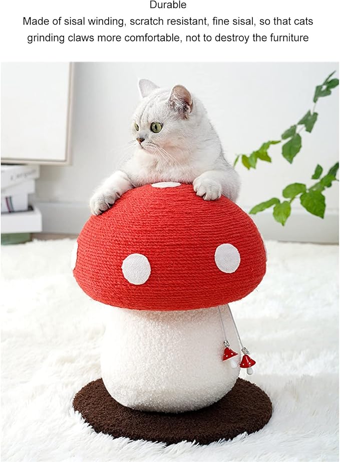 Cute Cat Scratching Post, Durable Mushroom Shaped Cat Scratch Pad Grinding Claws Beautiful Interactive Soft Sisal Skin Friendly for Kittens for Home