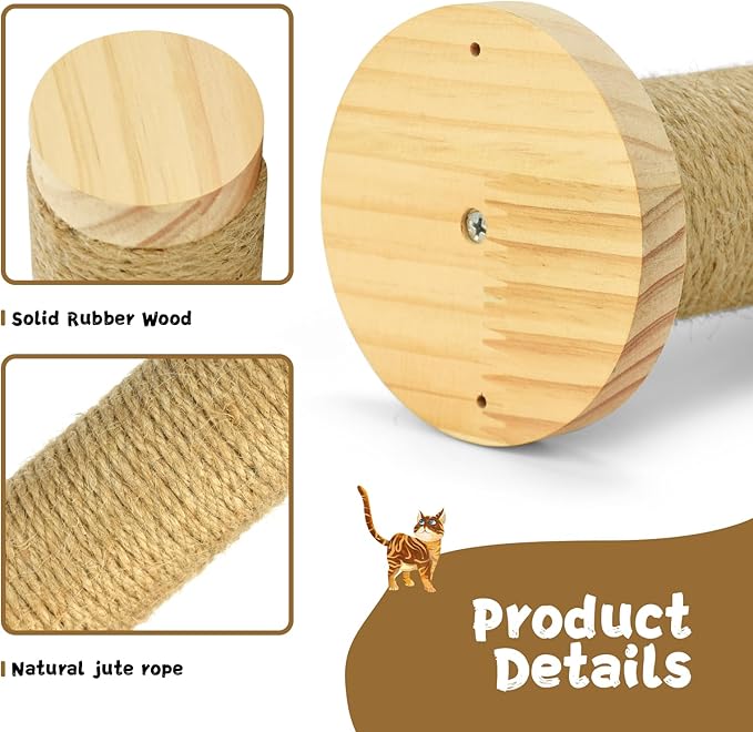 Cat Wall Steps, 11.8 Inch Cat Wall Furniture Drywall, Wall Mounted Cat Stairs for Wall Mounted with Jute Rope Scratching Cat Shelf 2 of Pack (2 Cat Steps)